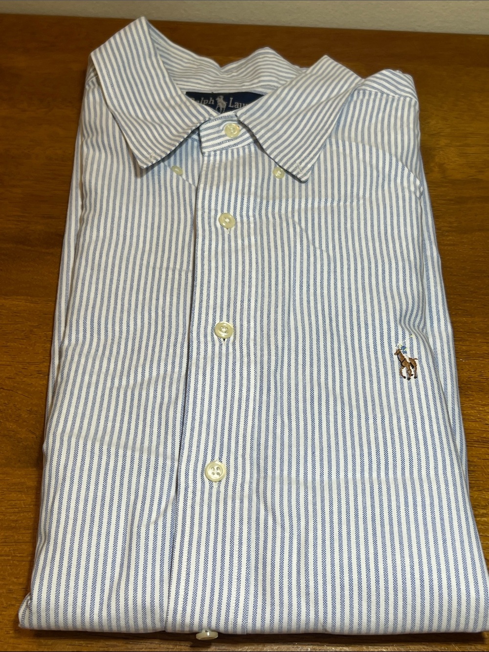 Ralph Lauren Men's Blue Striped Button-Down Shirt Size XL 17-34